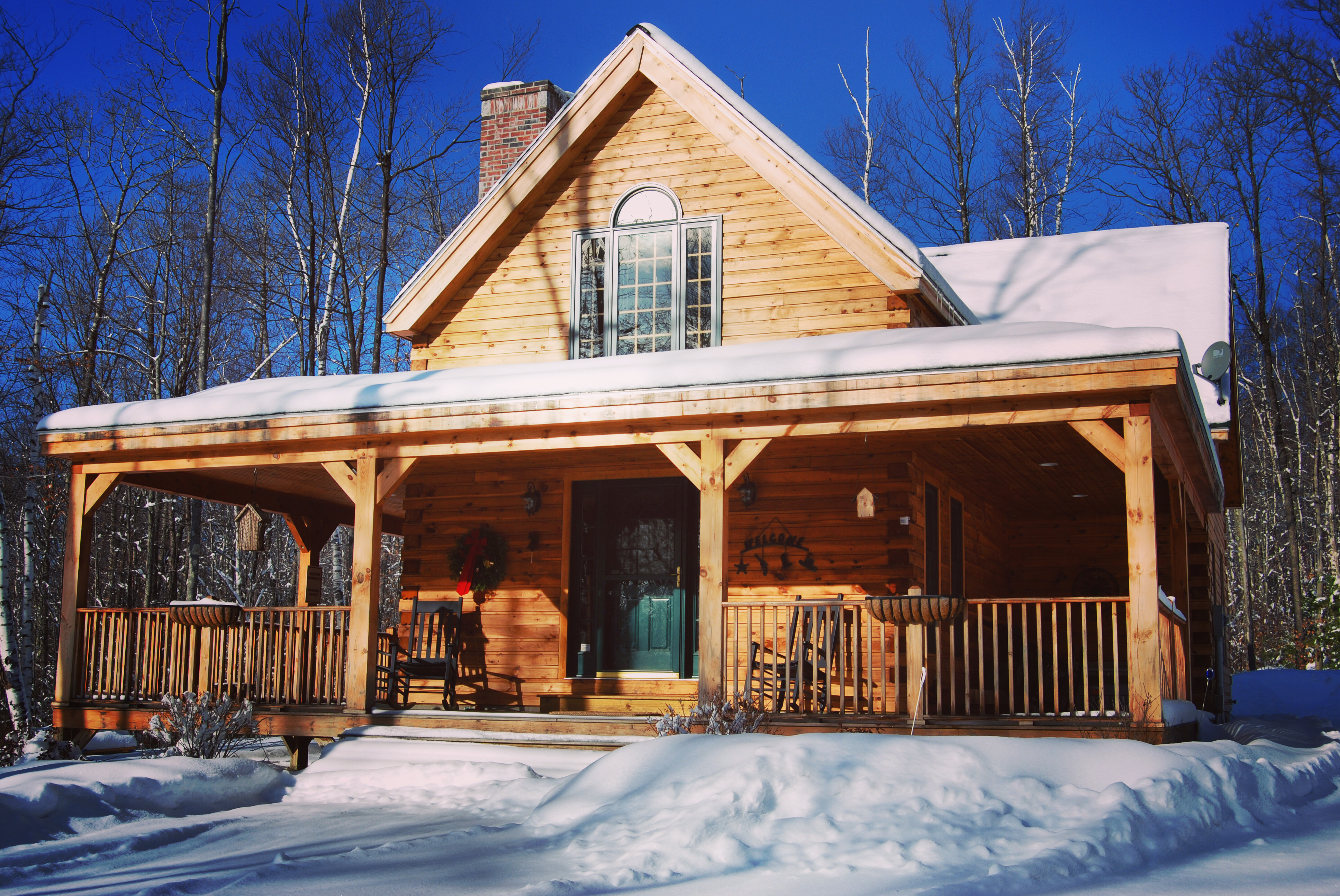 Merrimac Log Home Under Construction — Framing with Eastern White Pine