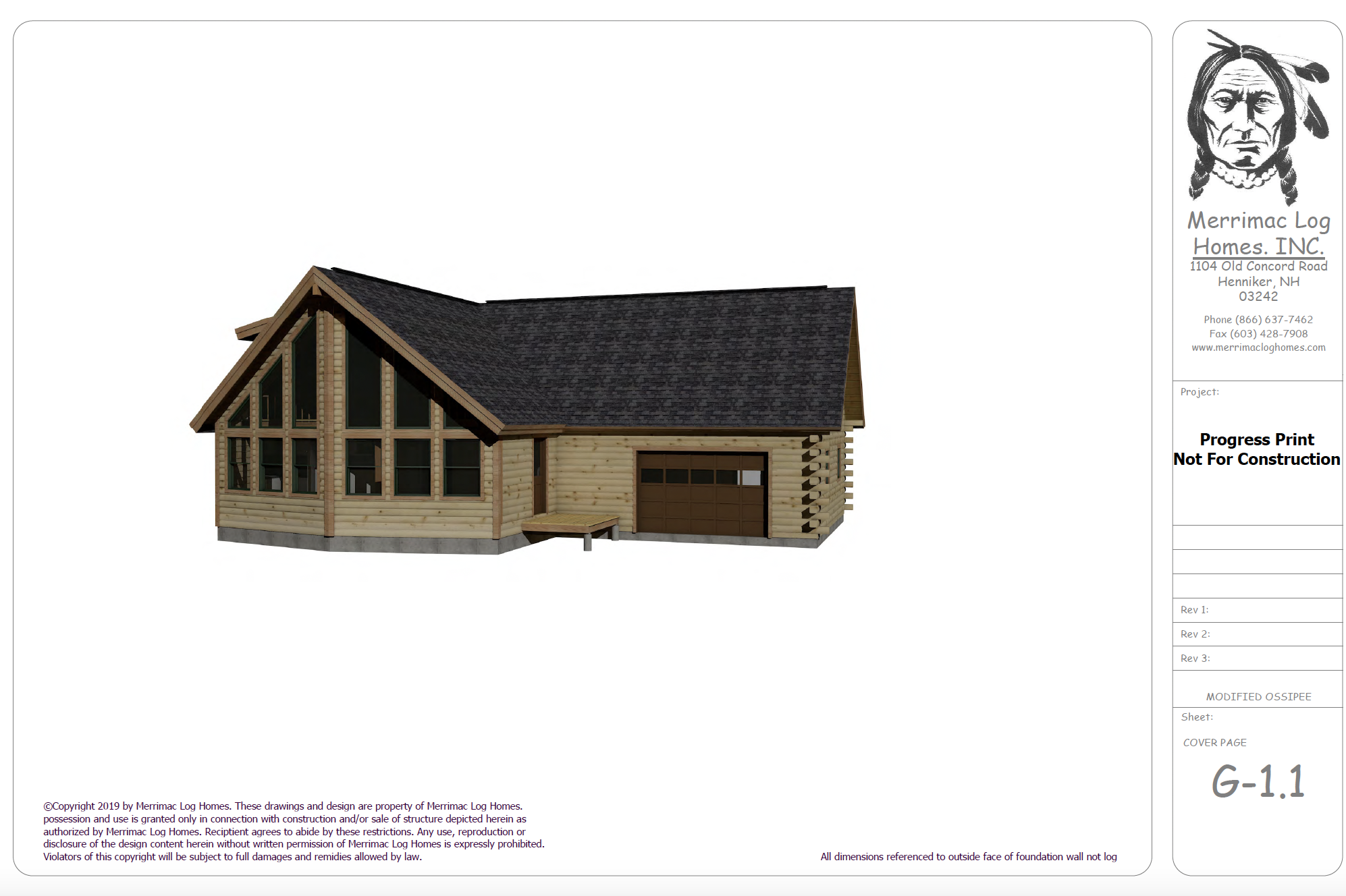 Silver Lake architectural elevation render showing the prow front, attached garage, and roofline