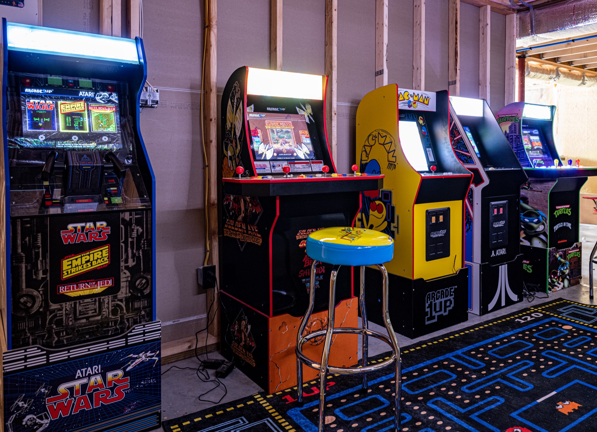Sunapee lower level with retro arcade machines including Pac-Man and Star Wars